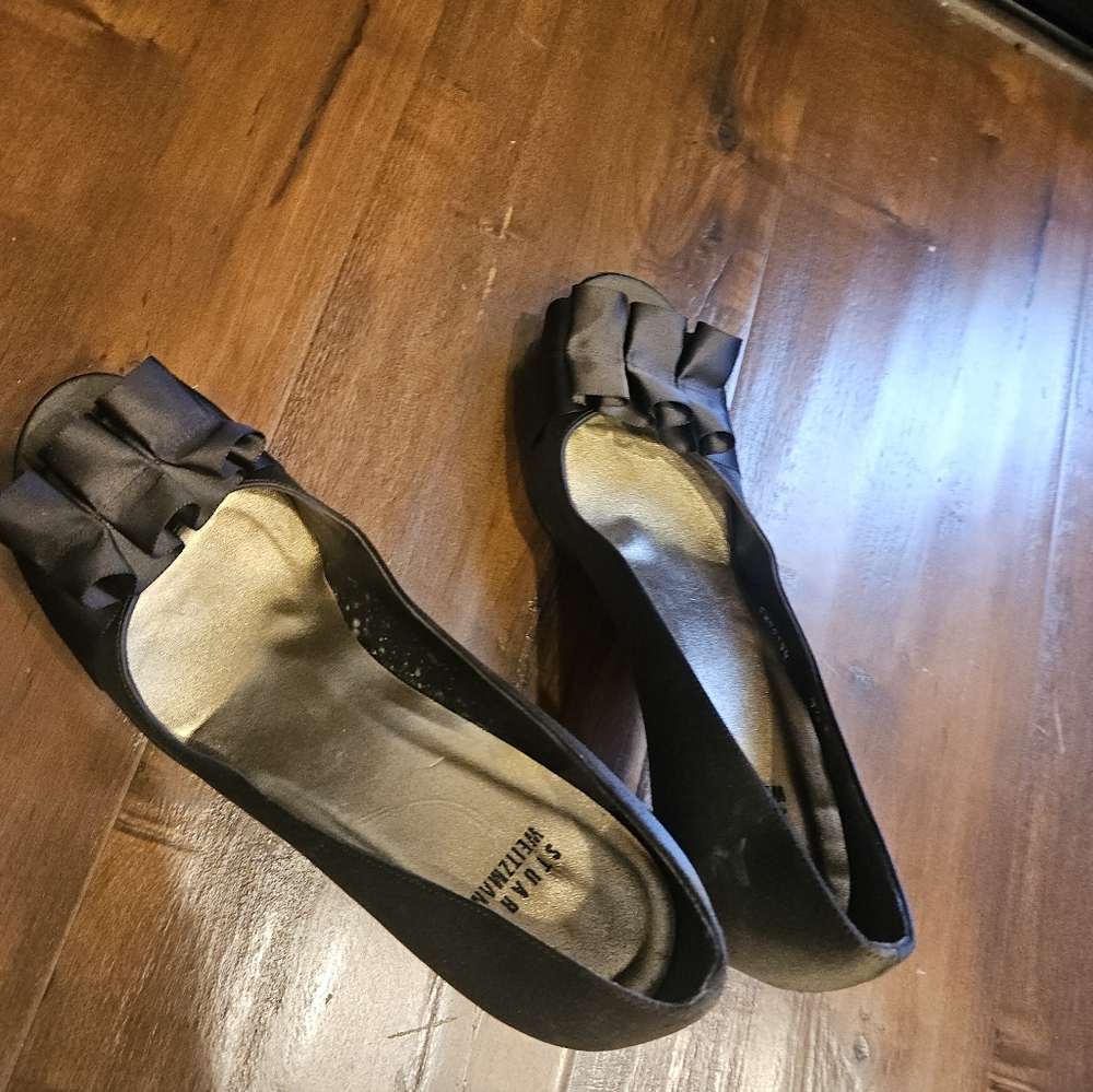 Stuart Weitzman Gigiritz Brown Satin Ruffle Bridal Evening Peep Toe Pumps 9.5 US